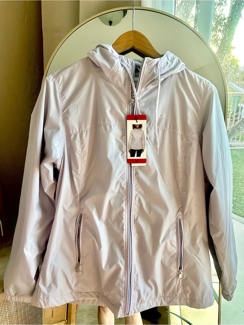 Calvin Klein Pale Pink Hooded Windbreaker Jacket